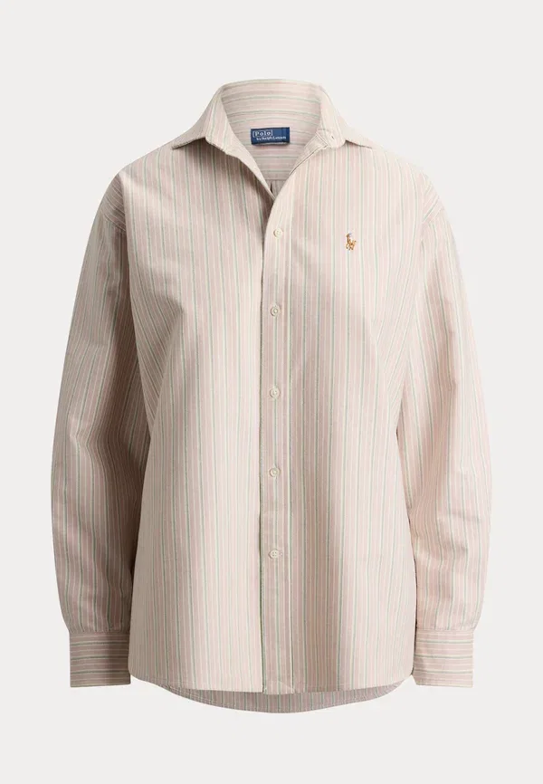 Рубашка хлопковая Relaxed Fit Cotton Oxford Shirt, Polo Ralph Lauren, purple-green, зеленый — фото 4