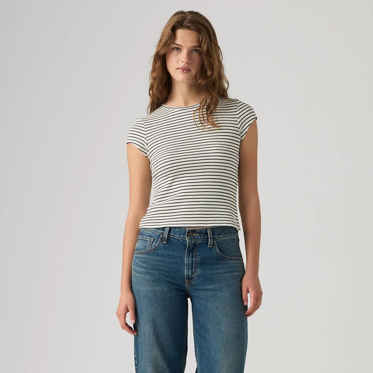 Футболка с вафельной отделкой из сухих продуктов Levi's, Jane Stripe Navy Blazer - Blue — фото 3