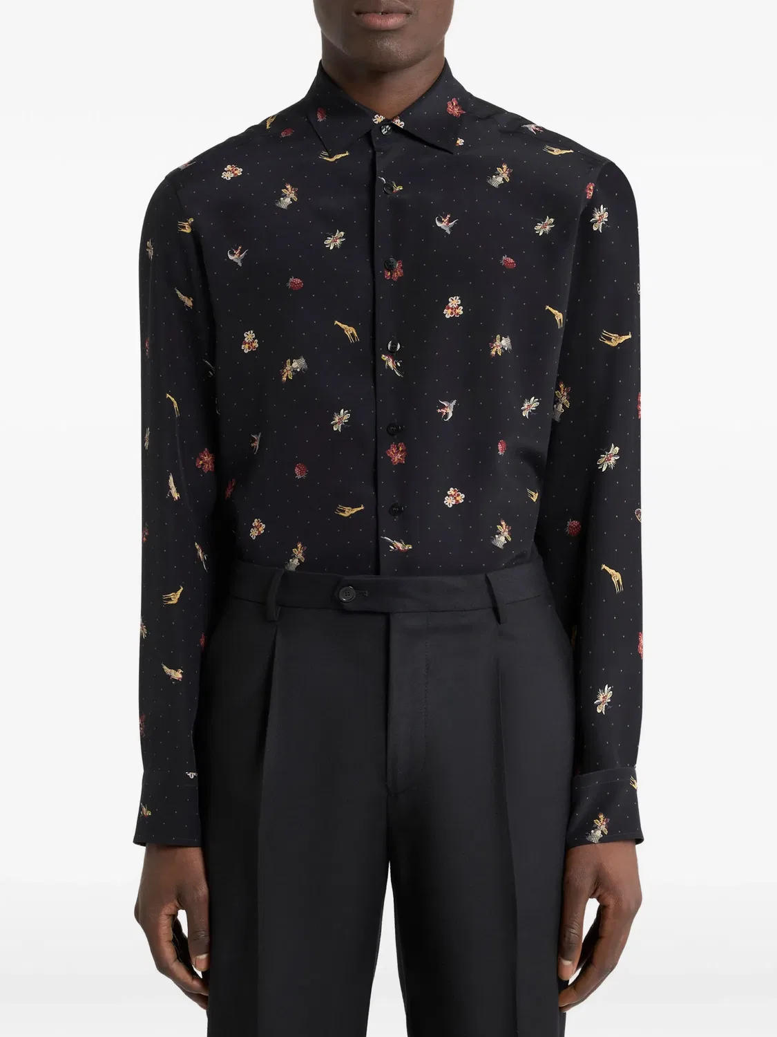 Шелковая рубашка, черная ETRO, черный — фото 3