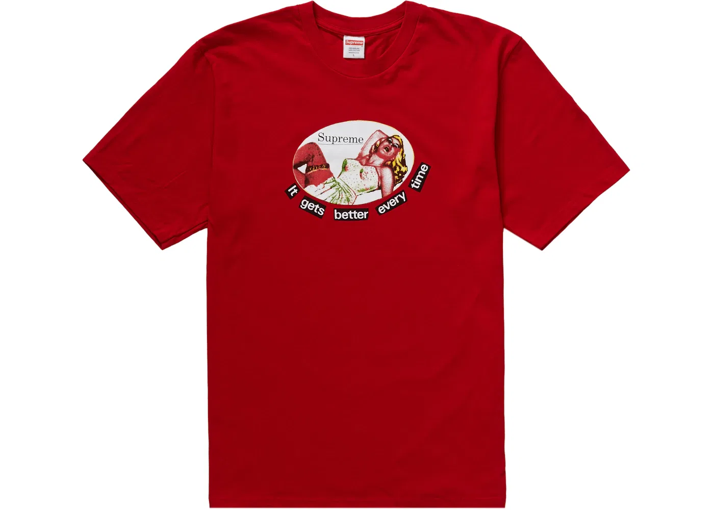 Мужская футболка с принтом Supreme It Gets Better Every Time Tee, Red