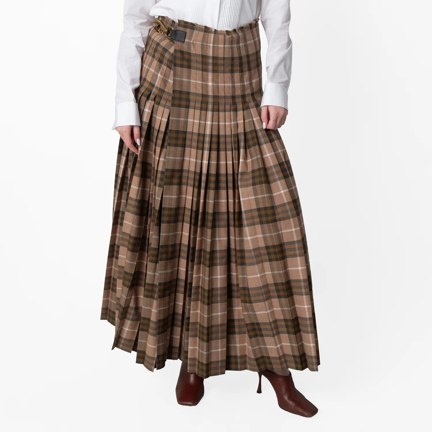 Юбка-килт макси из шерстяной смеси Check Wool-Blend Maxi Kilt Burberry, Camp Ip Check