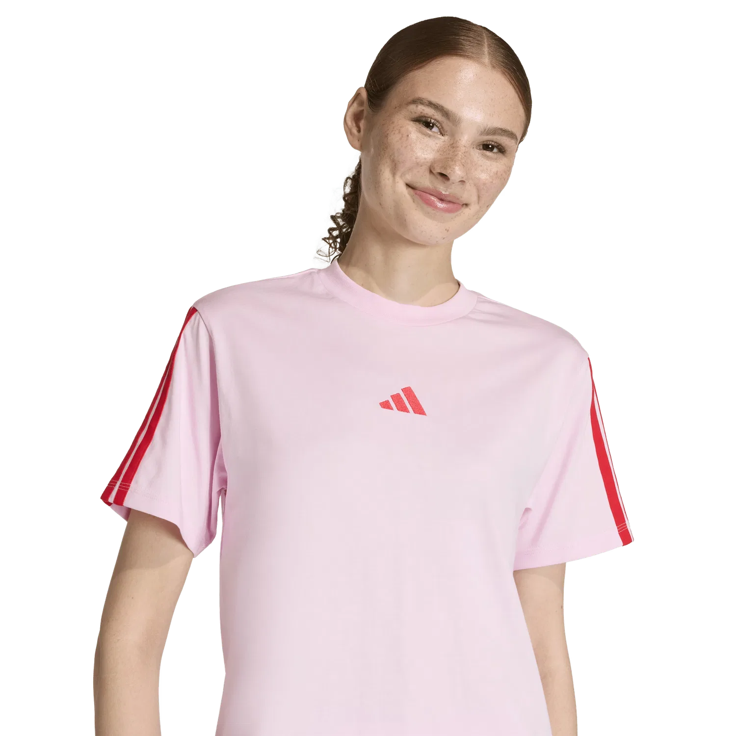 Женская футболка свободного кроя Adidas, розовый — фото 4