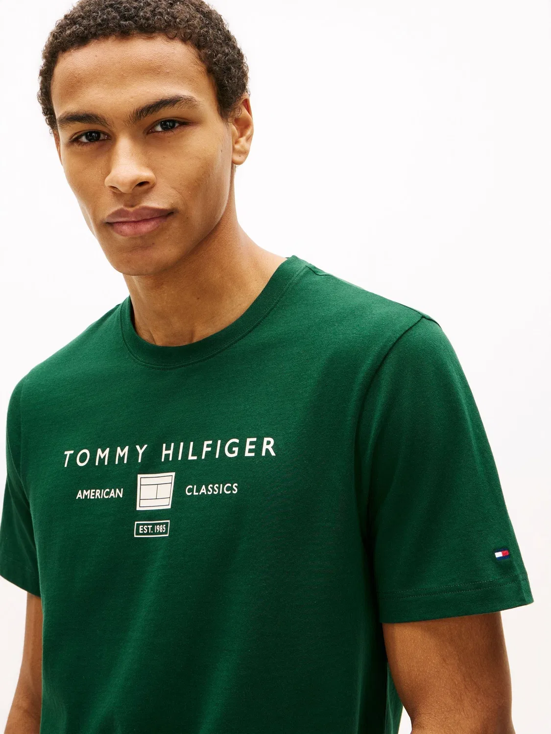 Футболка хлопковая логотип Tommy Hilfiger, зеленый — фото 4