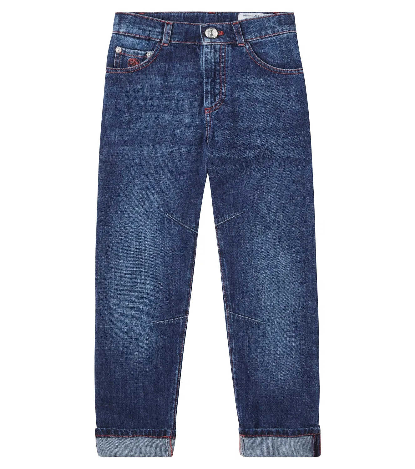 Джинсы прямого кроя со средней посадкой Brunello Cucinelli Kids, синий