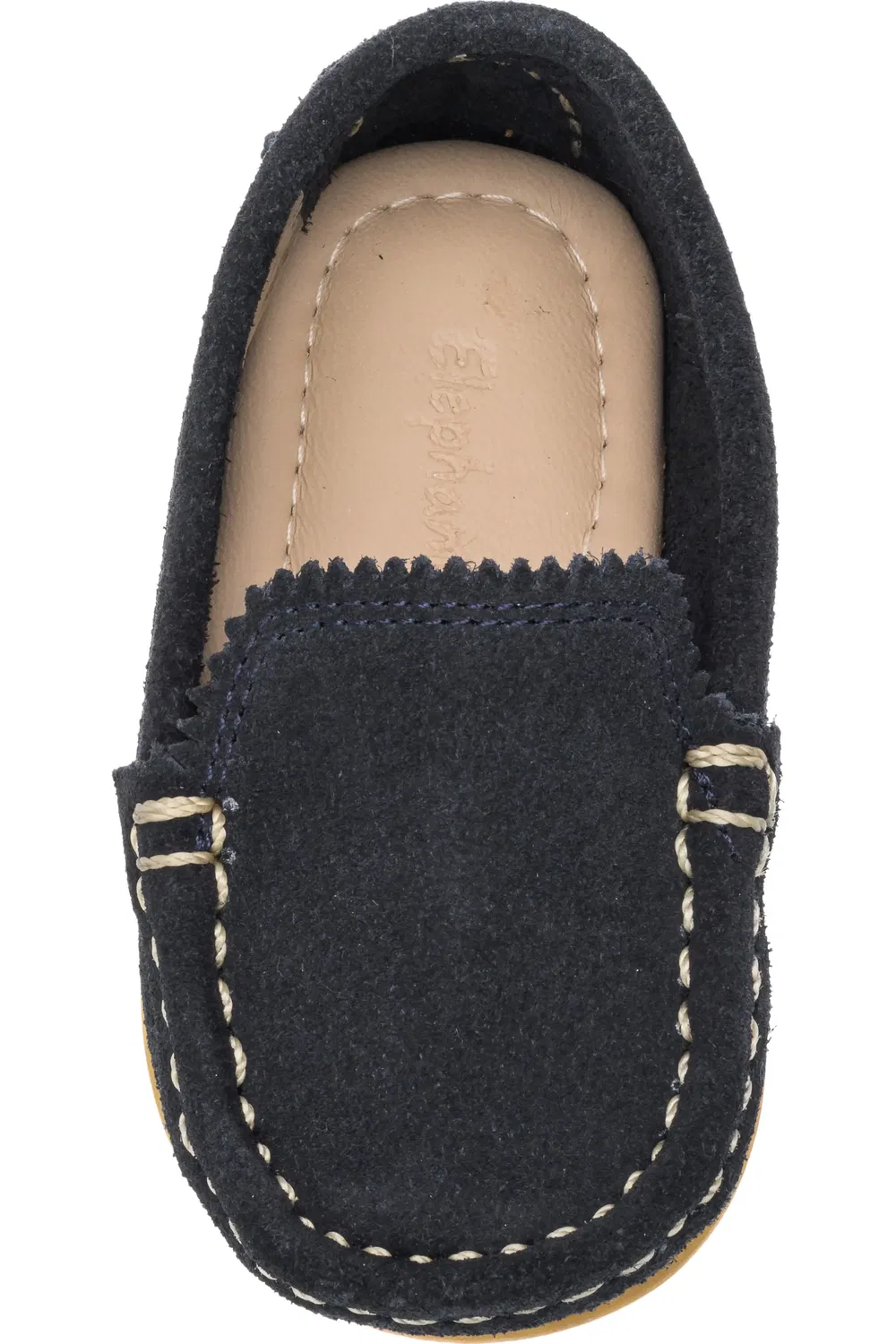 Мокасины детские на резиновой подошве Antton Moc Toe Driving Loafer Elephantito, Suede Blue — фото 3