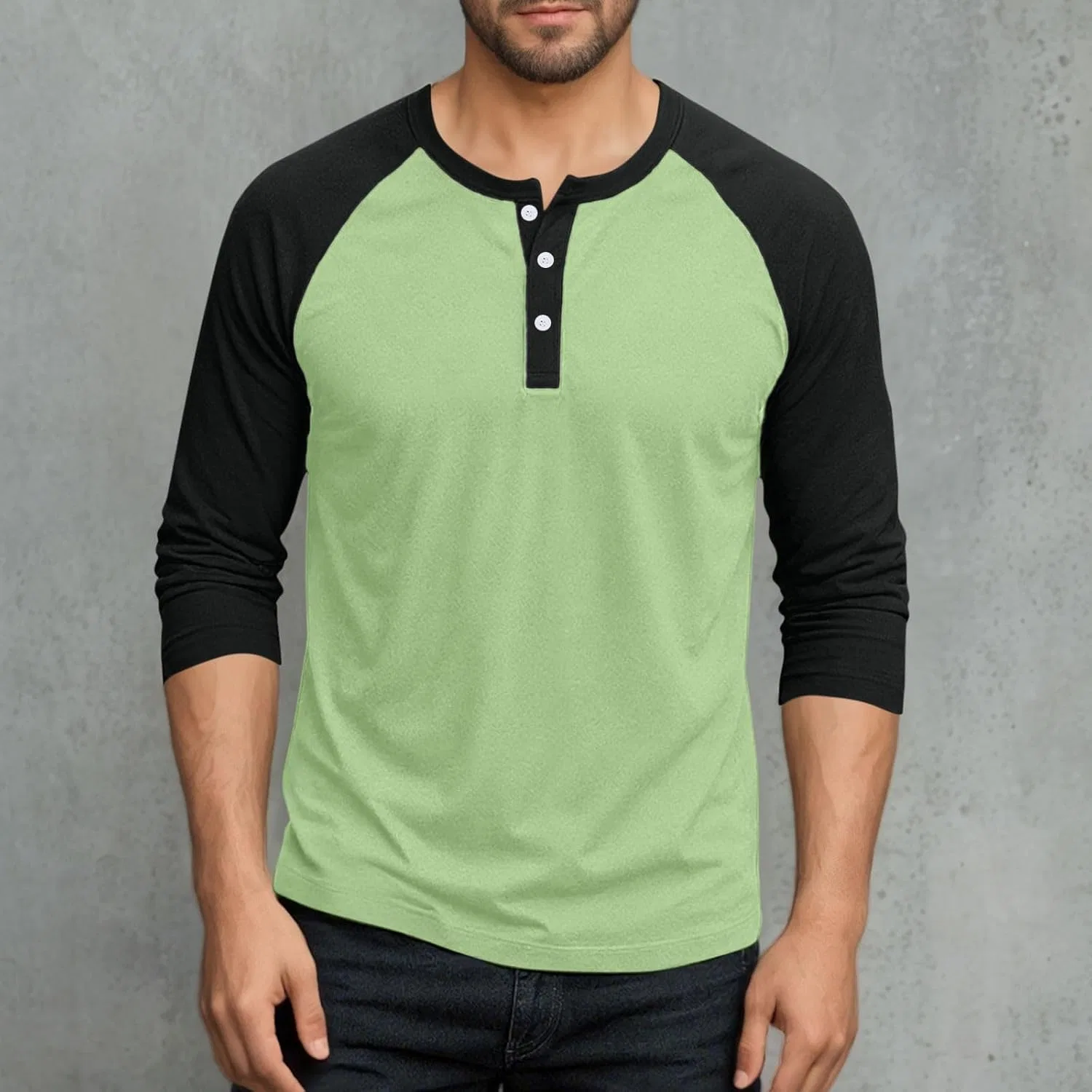 Мужская футболка-поло с рукавом 3/4 Raglan Slim Fit, 1-gray — фото 2