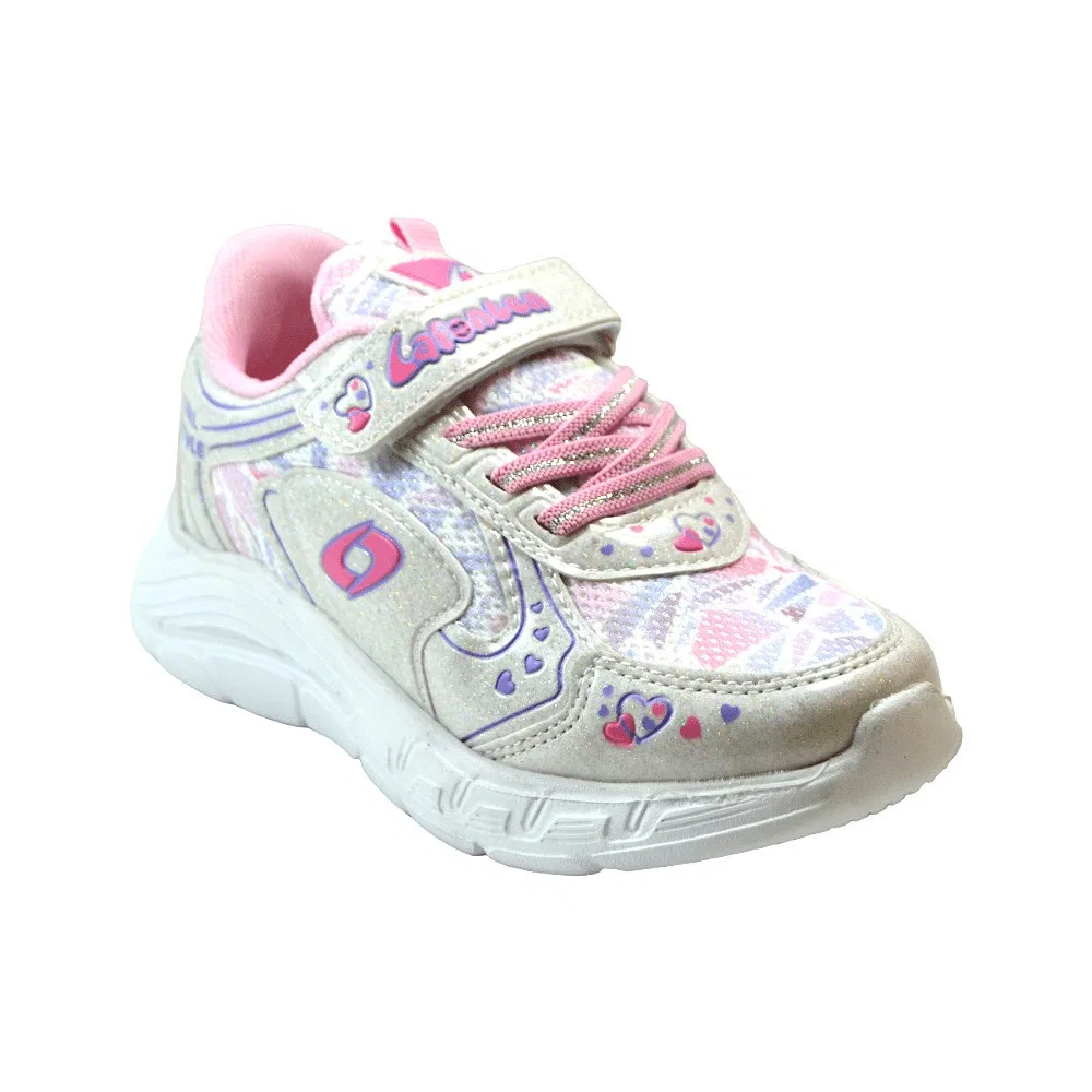Детские спортивные кроссовки для девочек с липучками Anatomik LF.2024, Grey Pink Onlo Ayakkabı