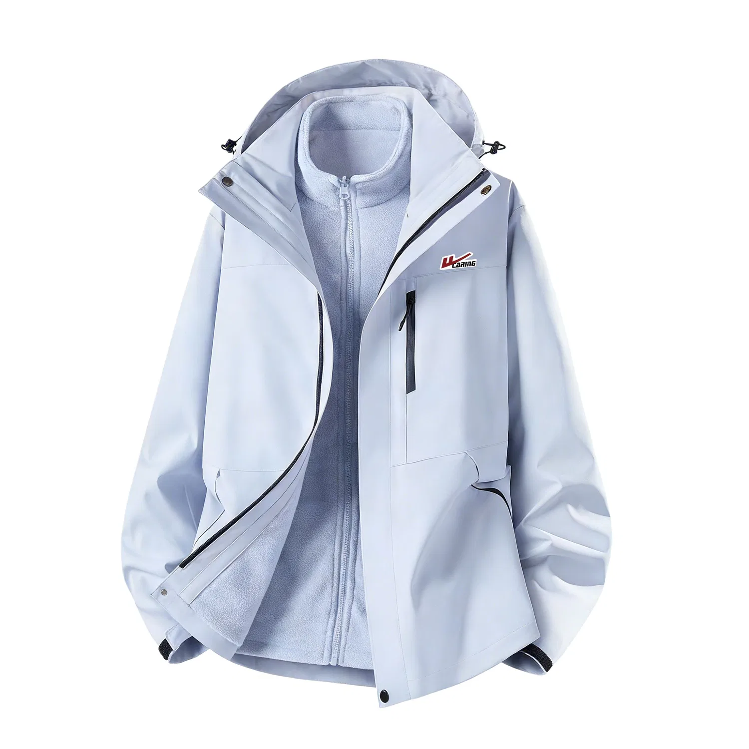 Детский ветрозащитный комплект из куртки и брюк с нашивками Silver Snow Gray (3-in-1 Two-Piece Set DIY Badge) WARRIOR — фото 3