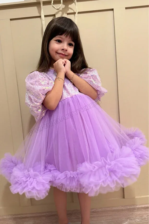 Детское платье для девочек с пайетками Penu Baby Kids, Lilac — фото 3