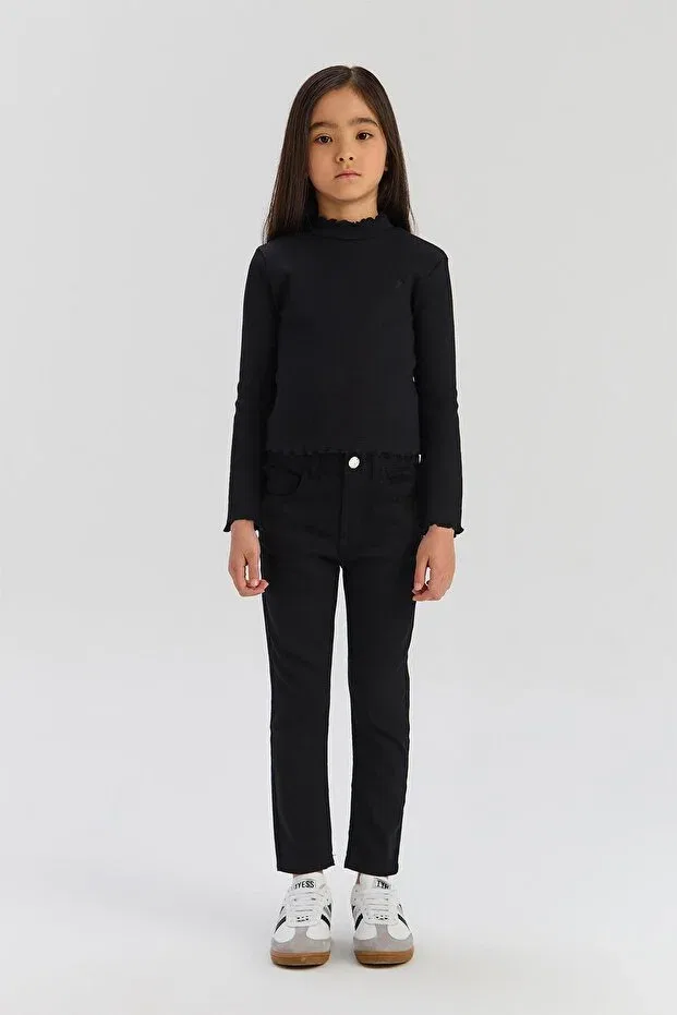 Детская футболка для девочек с длинным рукавом Tyess Basic, Black
