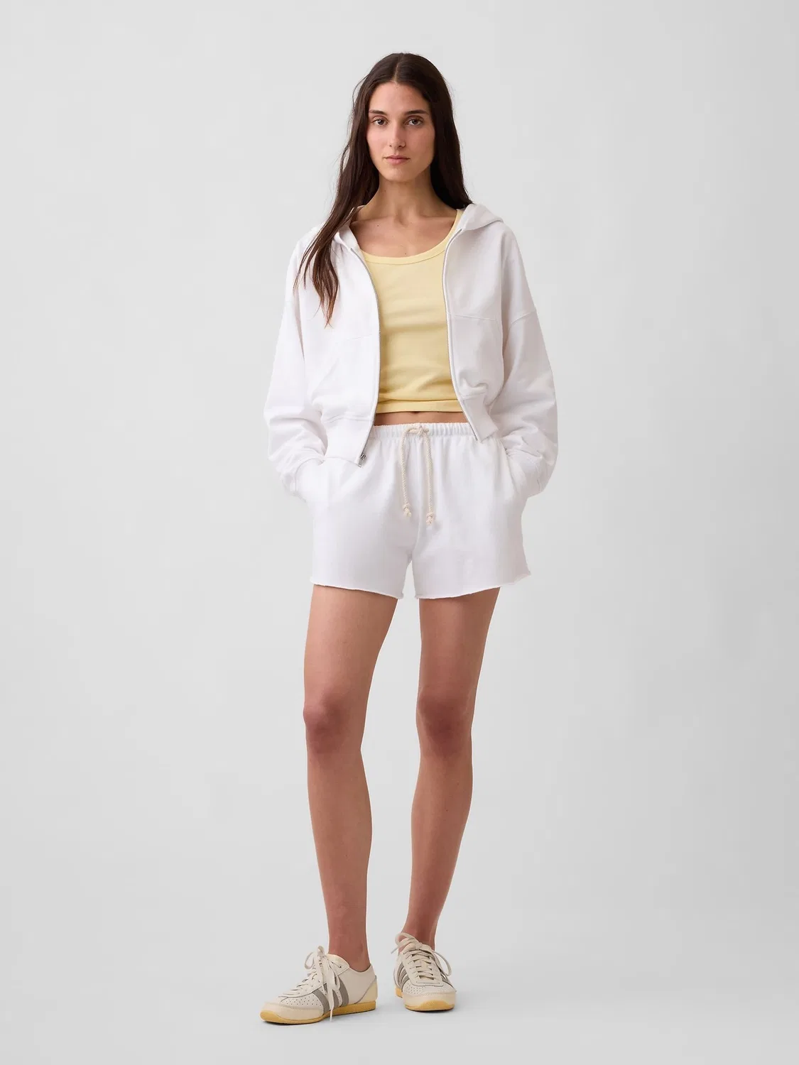 Шорты VintageSoft French Terry Relaxed Gap, белый — фото 4