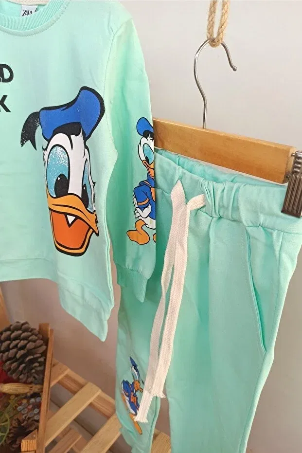 Детский спортивный костюм с принтом Donald Duck Pattern Dubi Baby, Water Green — фото 4