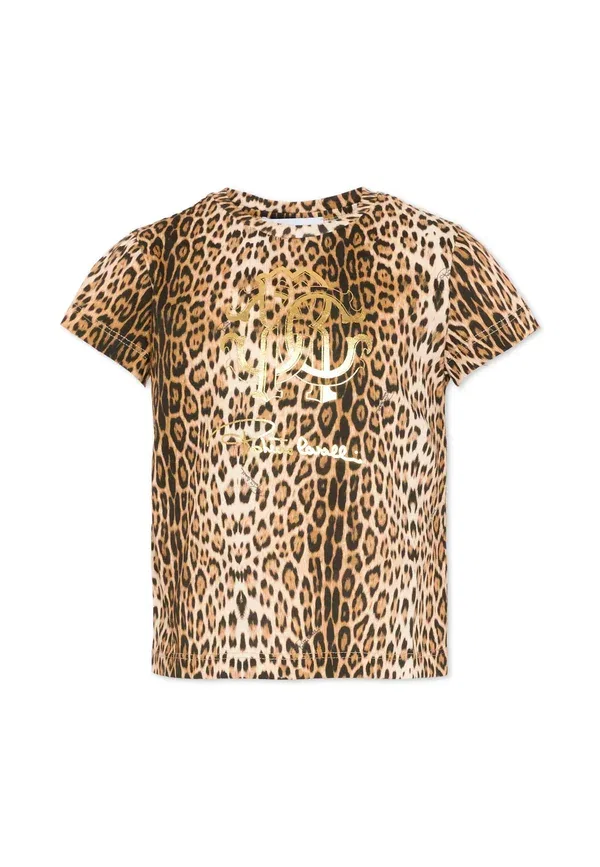 Футболка с принтом животного Roberto Cavalli Junior Коричневый