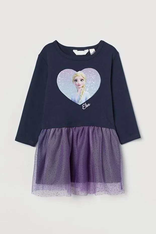 Детское платье из футера с принтом Frozen Elsa Pink Hippo Kids, Dry Cleaning Only — фото 2