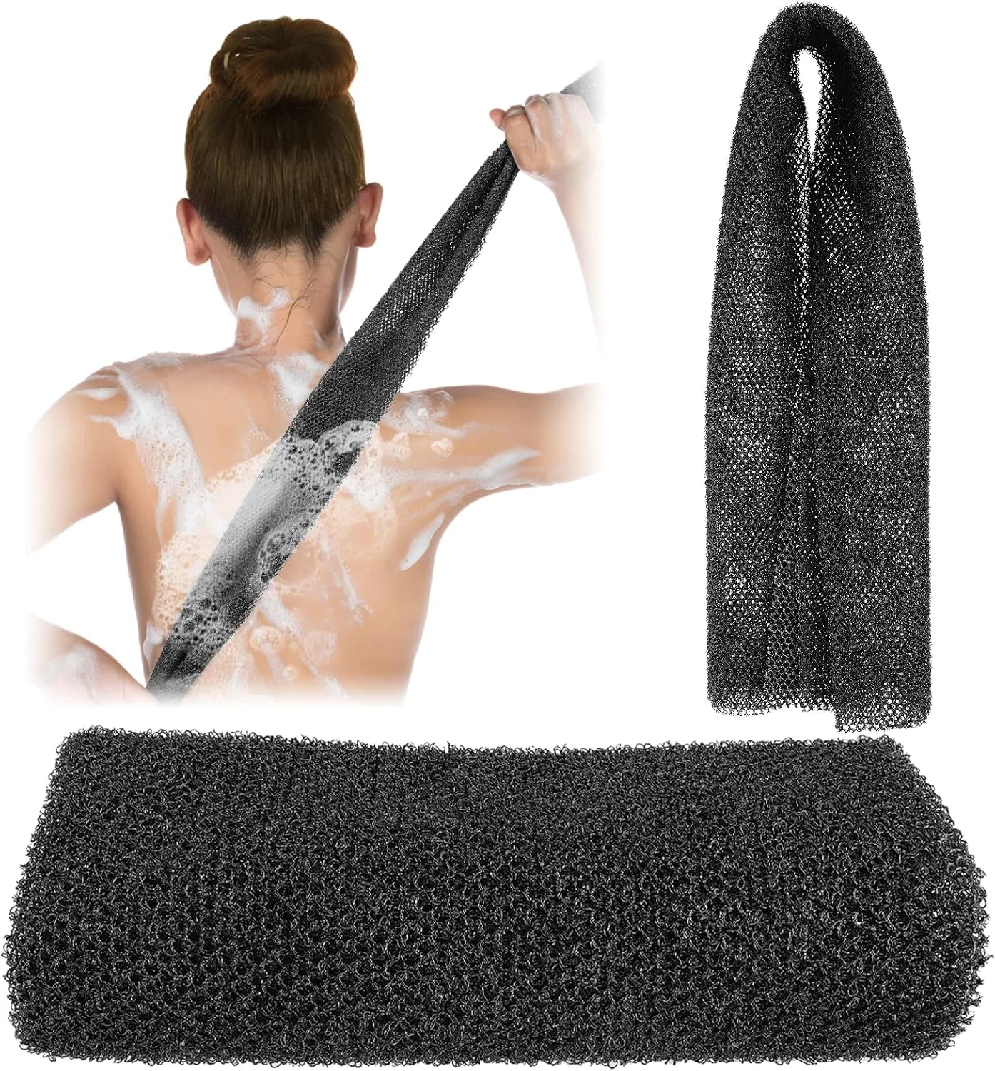 Мочалка для тела из нейлона COMNICO, 80x30 см, Black