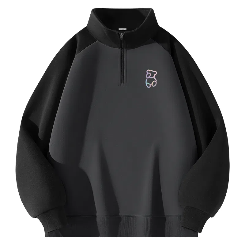 Свитшот детский с принтом B Dazzling Color Bear Chest Logo MINISO, White Heather Gray — фото 3