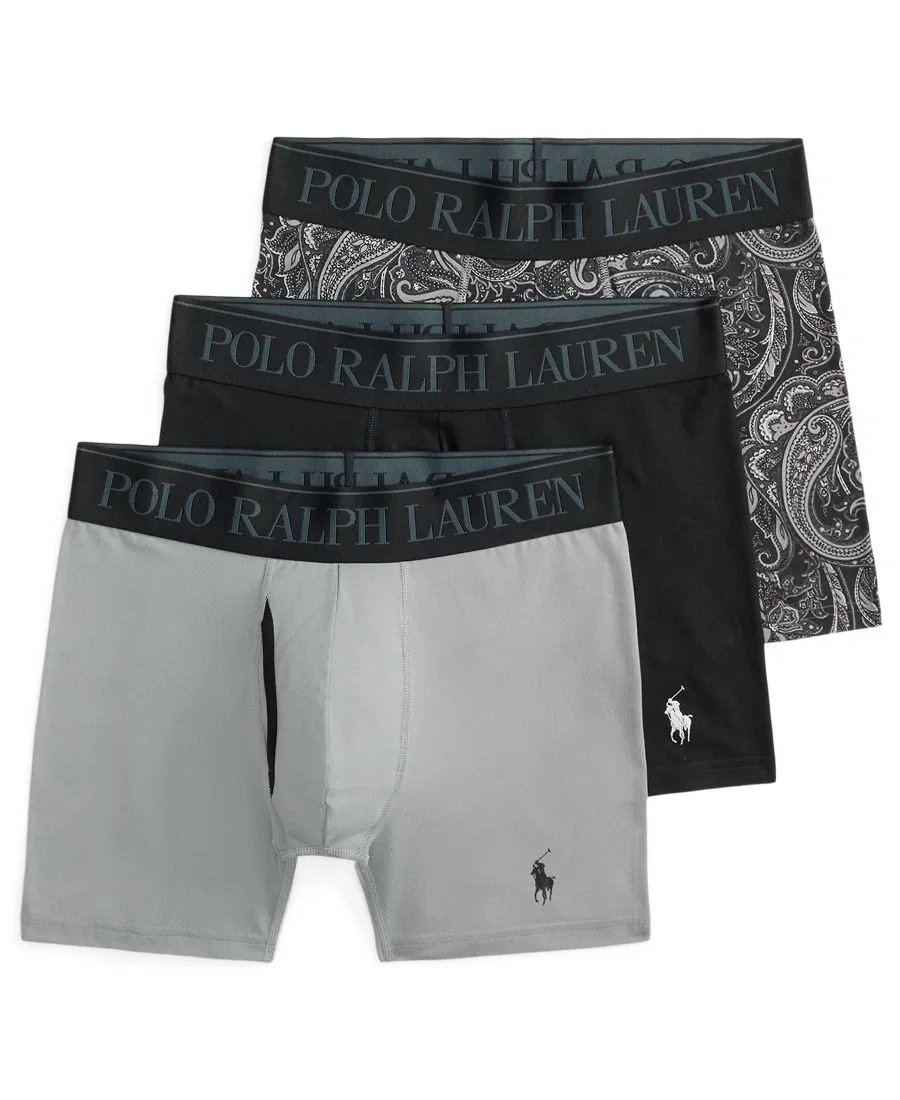 Трусы-слипы (2 шт.) с принтом, хлопок Polo Ralph Lauren, Черный/Белый