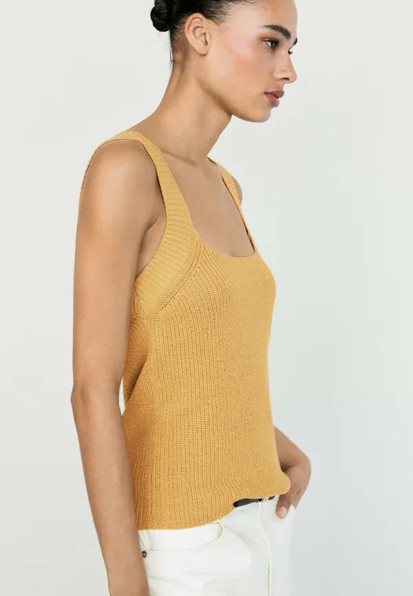 Топ из хлопка Massimo Dutti, коричневый — фото 3
