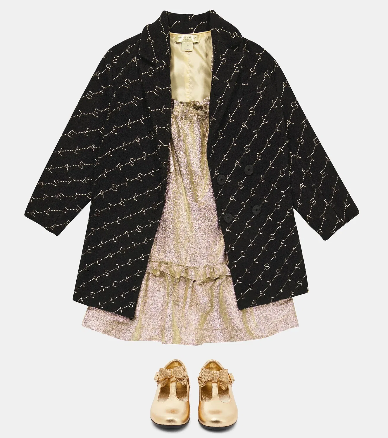 Пальто из шерстяной смеси с логотипом Stella Mccartney Kids, черный — фото 2