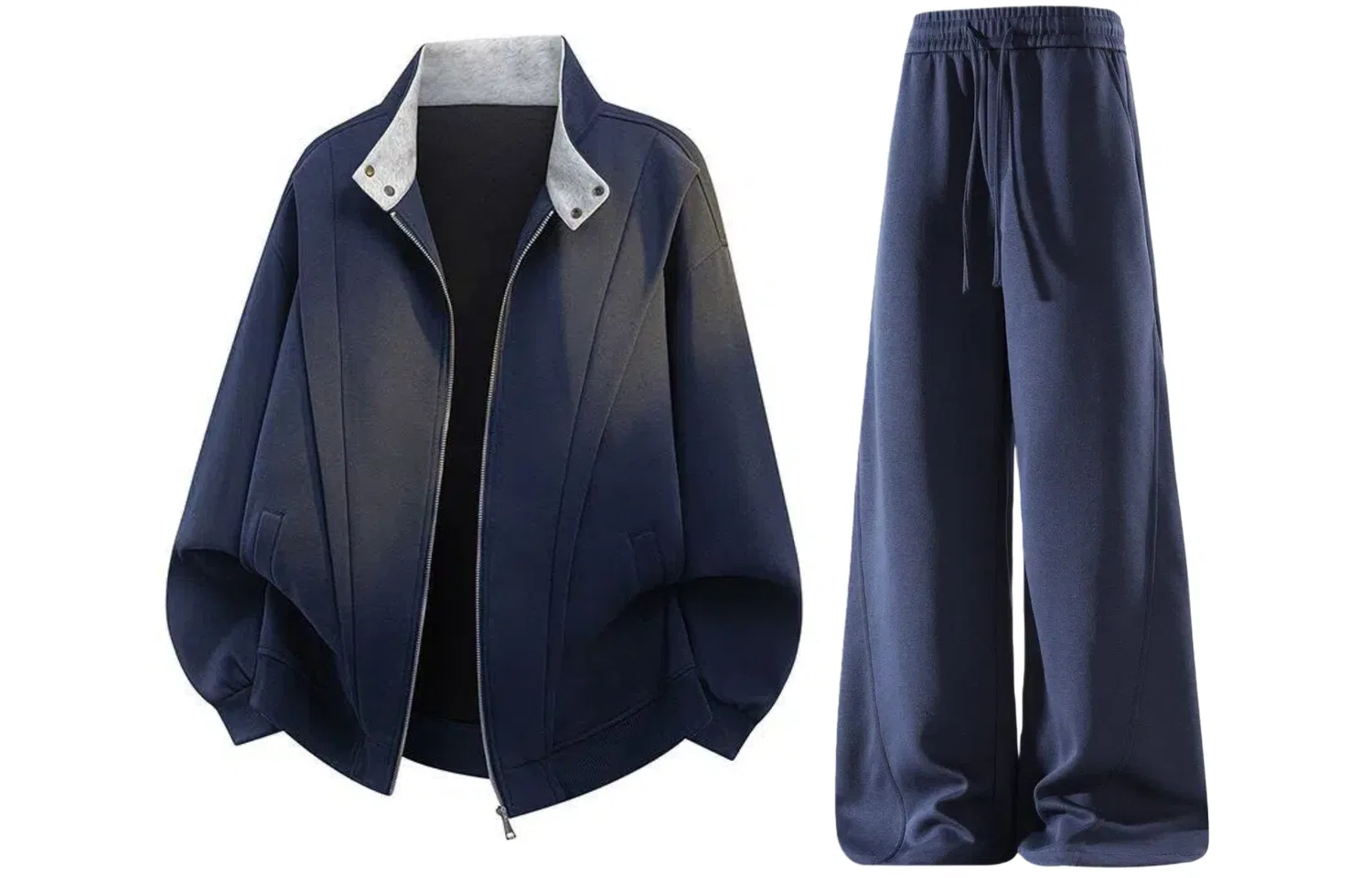Детский комплект толстовки с воротником-стойкой и брюк Sweatshirt Sets, GWAF, Navy Blue Top/Dark Blue Pants
