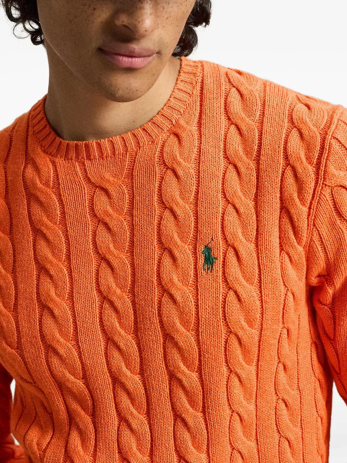 Polo Ralph Lauren Свитер с косами Pony оранжевый — фото 4
