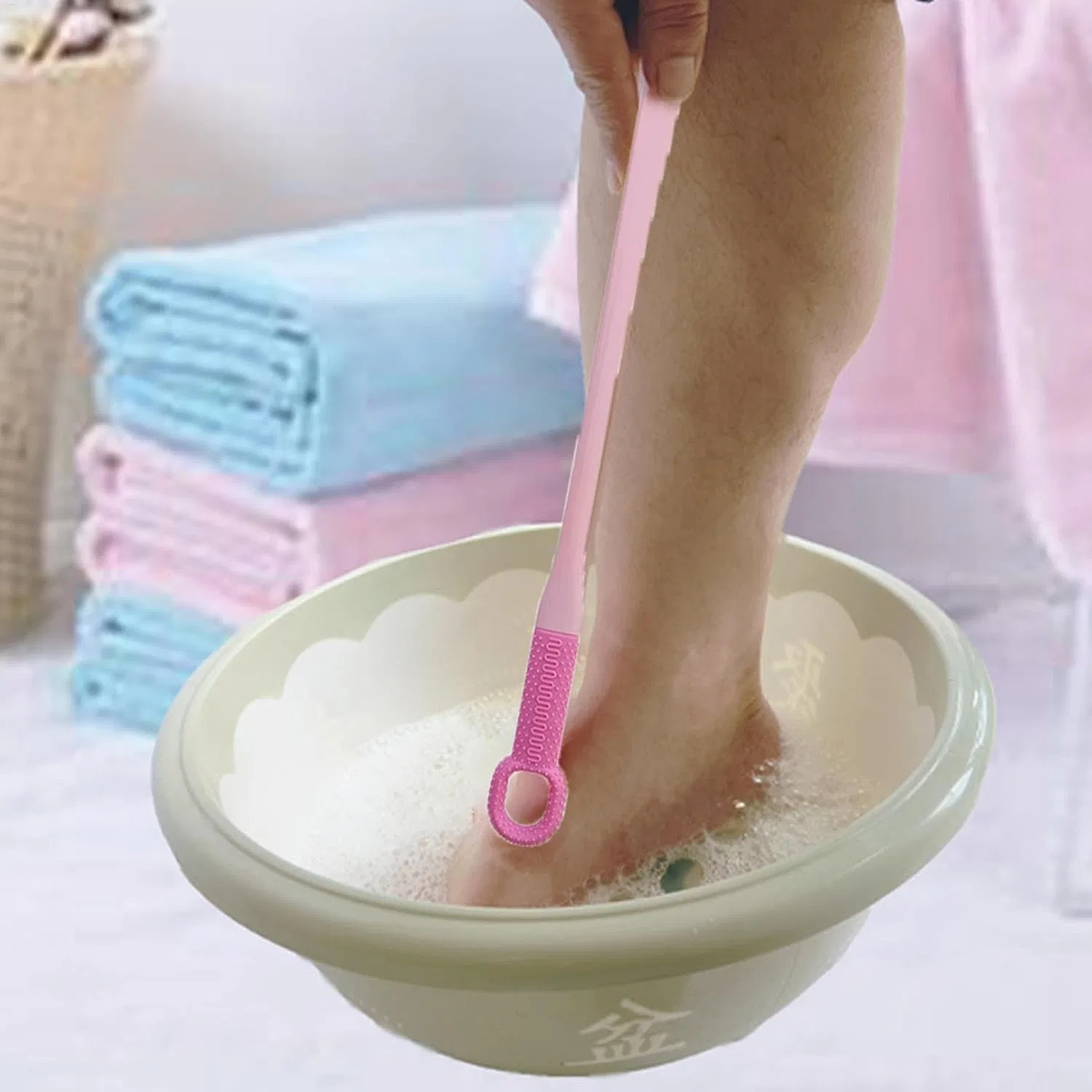 Щетка для мытья ног, Silicone Foot Scrubber, Generisch, 1 шт, 40 см, Rose — фото 4