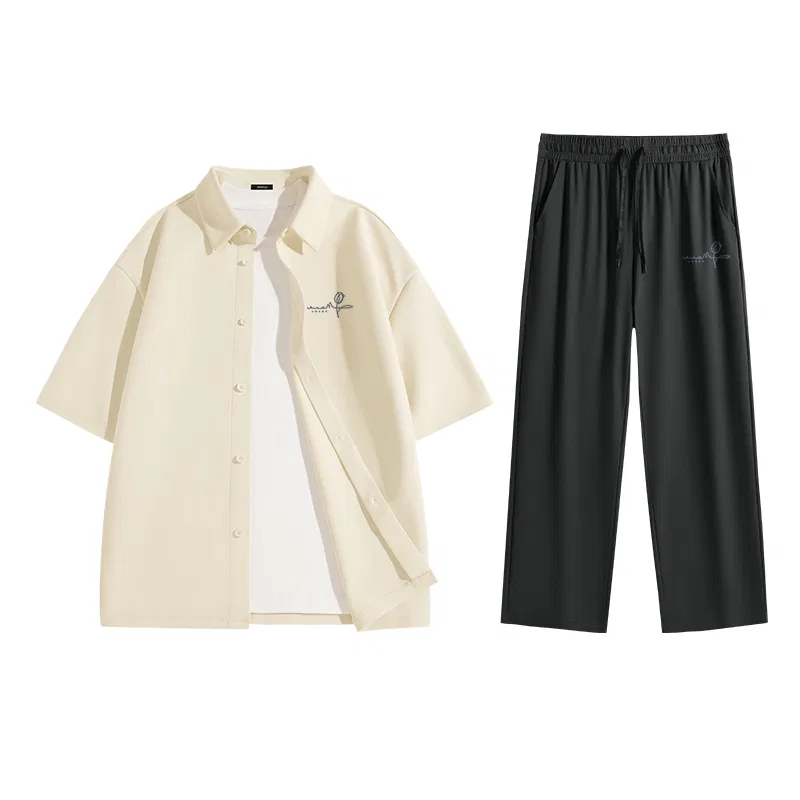 Детский комплект рубашек Ice Silk Set от MINISO, Light Beige Heather Navy