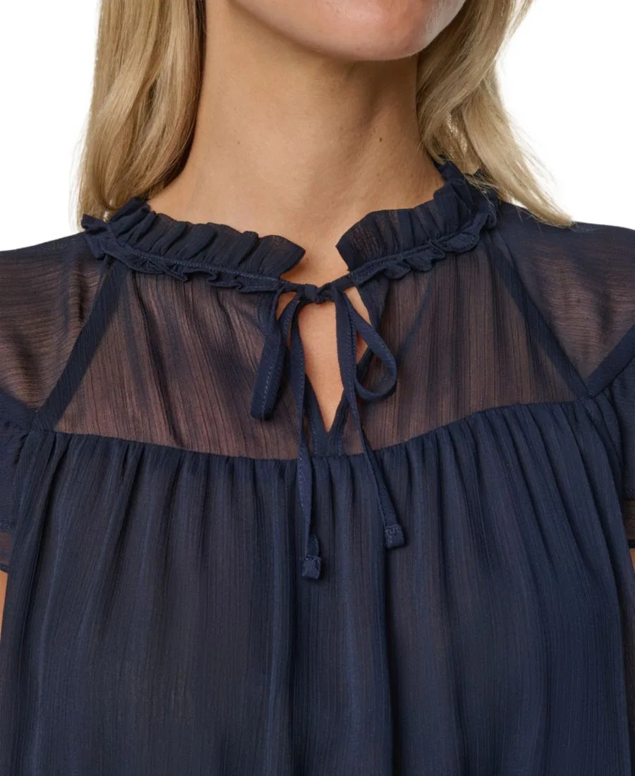 Блуза с пеплумом и рукавами-крылышками, модель Peplum Flutter-Sleeve Pull-On Tommy Hilfiger, Midnight — фото 4