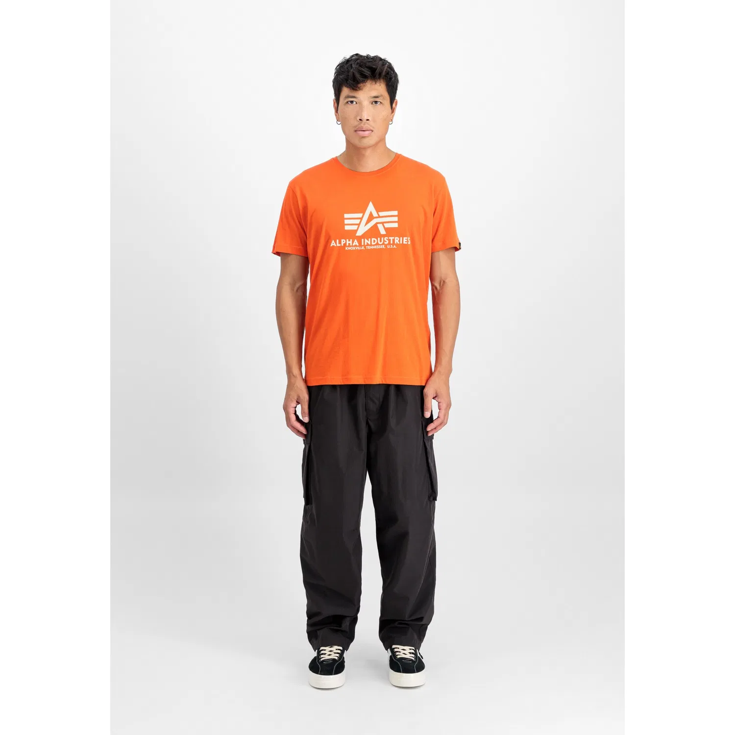 Детская хлопковая футболка с логотипом Alpha Industries, Boost Orange — фото 3
