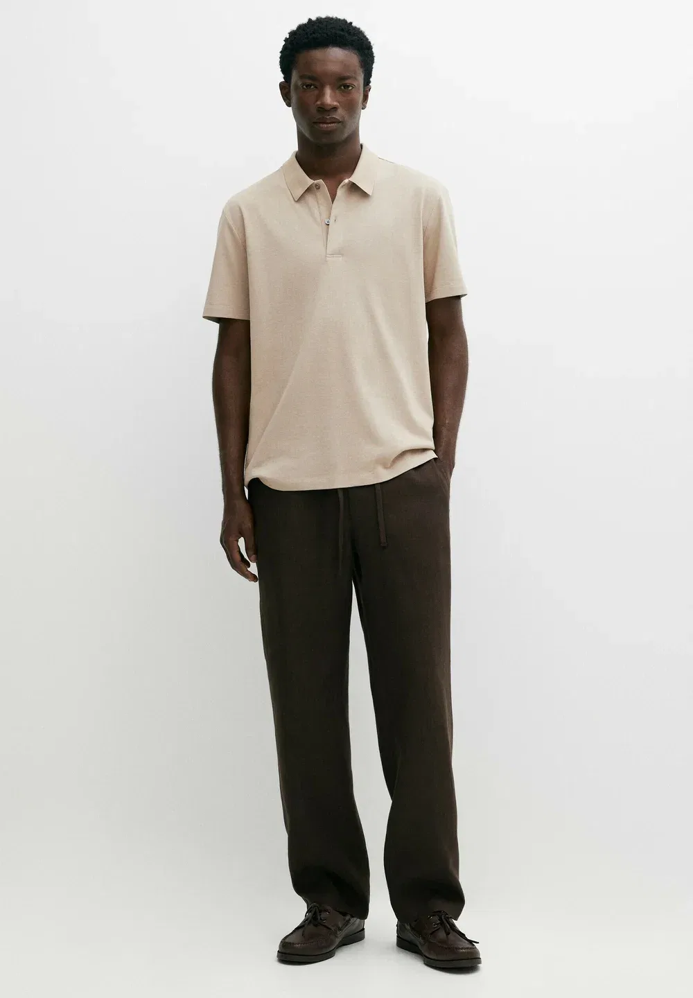 Поло-Рубашка из 100% хлопка, структурированная - поло-рубашка Massimo Dutti, Sand — фото 2