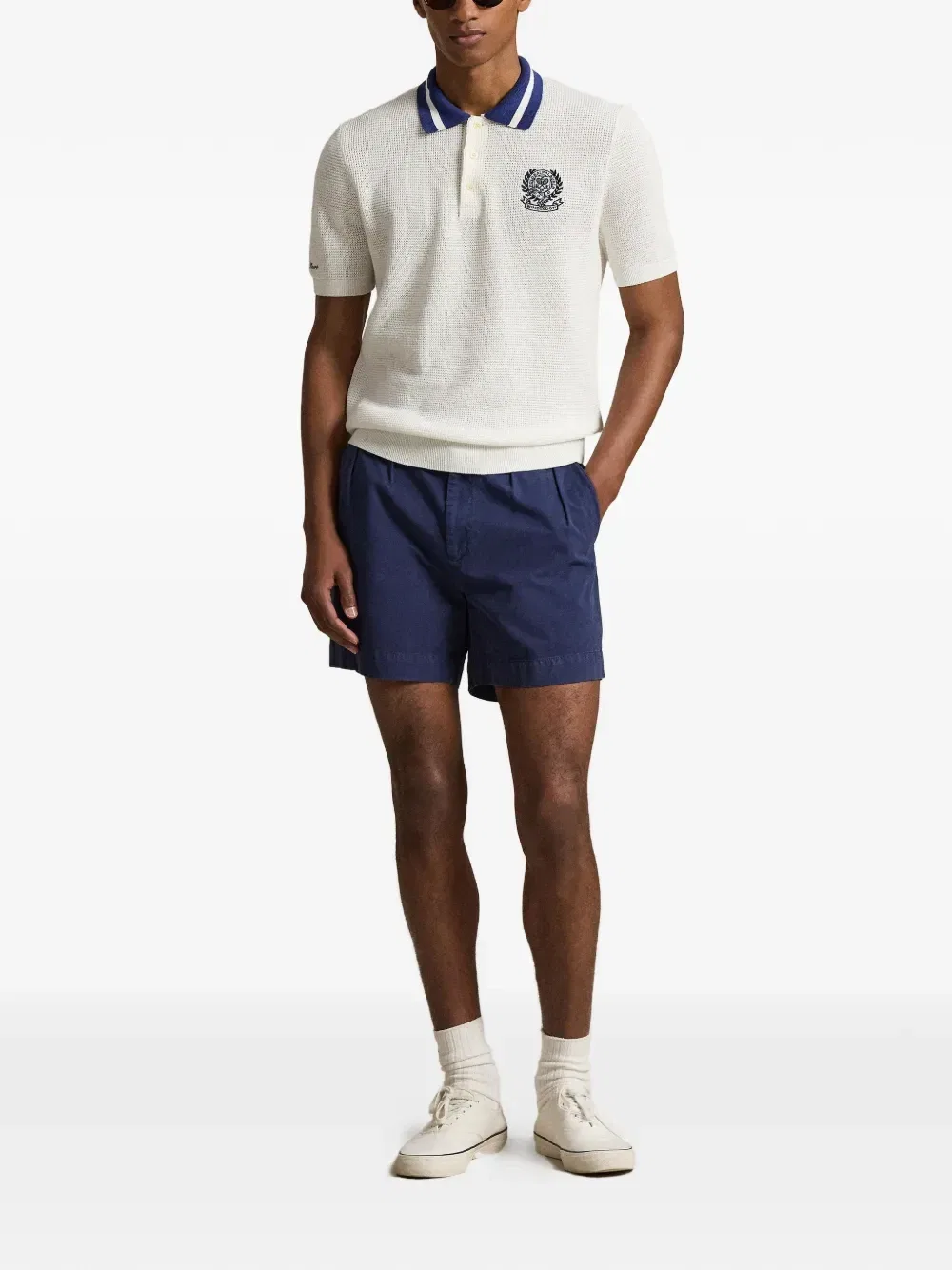 Рубашка-поло с вышивкой и полосками Polo Ralph Lauren, белый — фото 2