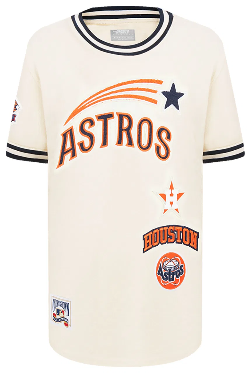 Футболка для мальчиков Retro Classic Striped Rib Pro Standard Houston Astros, цвет Eggshell/Midnight Navy