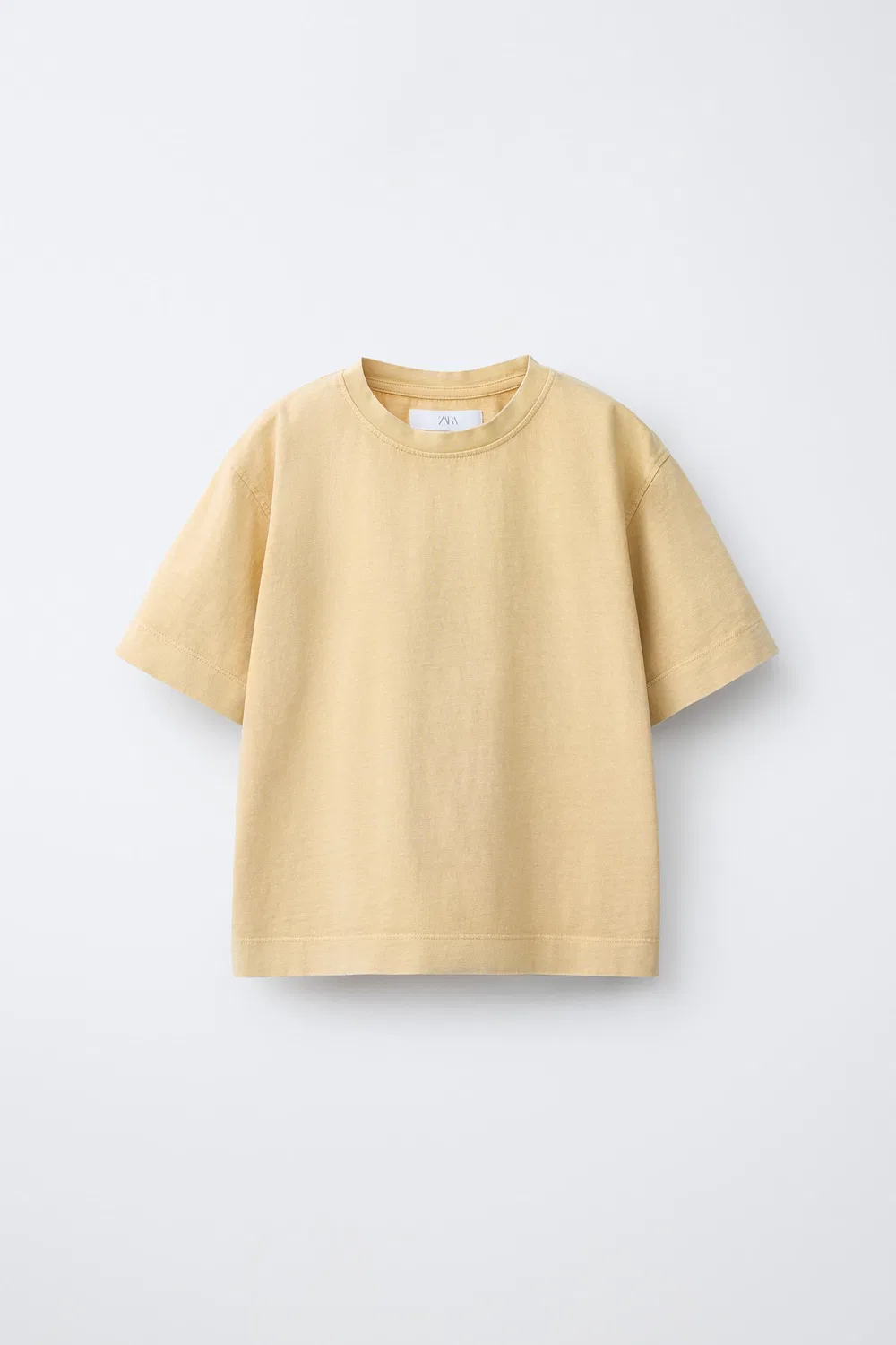 Плотная футболка с эффектом выцветания ZARA, Mid-Ecru