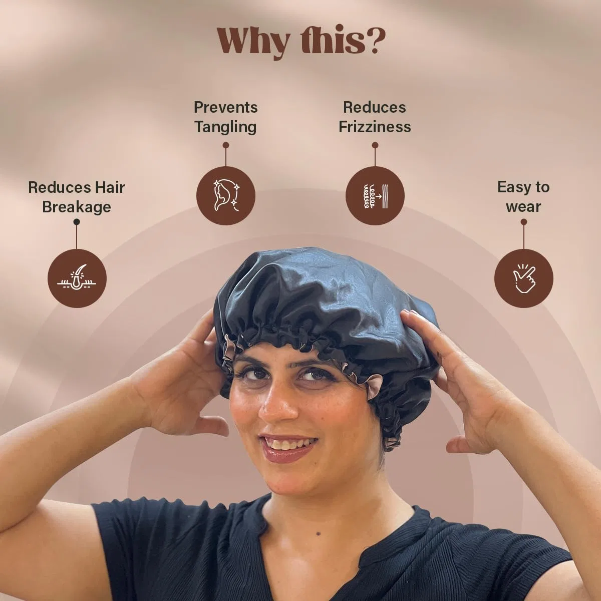 Шапочка для душа Satin, NIDHI'S GRANDMAA SECRET, 1 шт, Free Size Nidhi’S Grandmaa Secret — фото 2