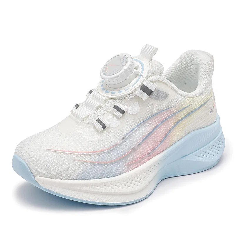 Детские кроссовки для бега с дышащим верхом Warrior Kids' Running Shoes, White Pink Blue