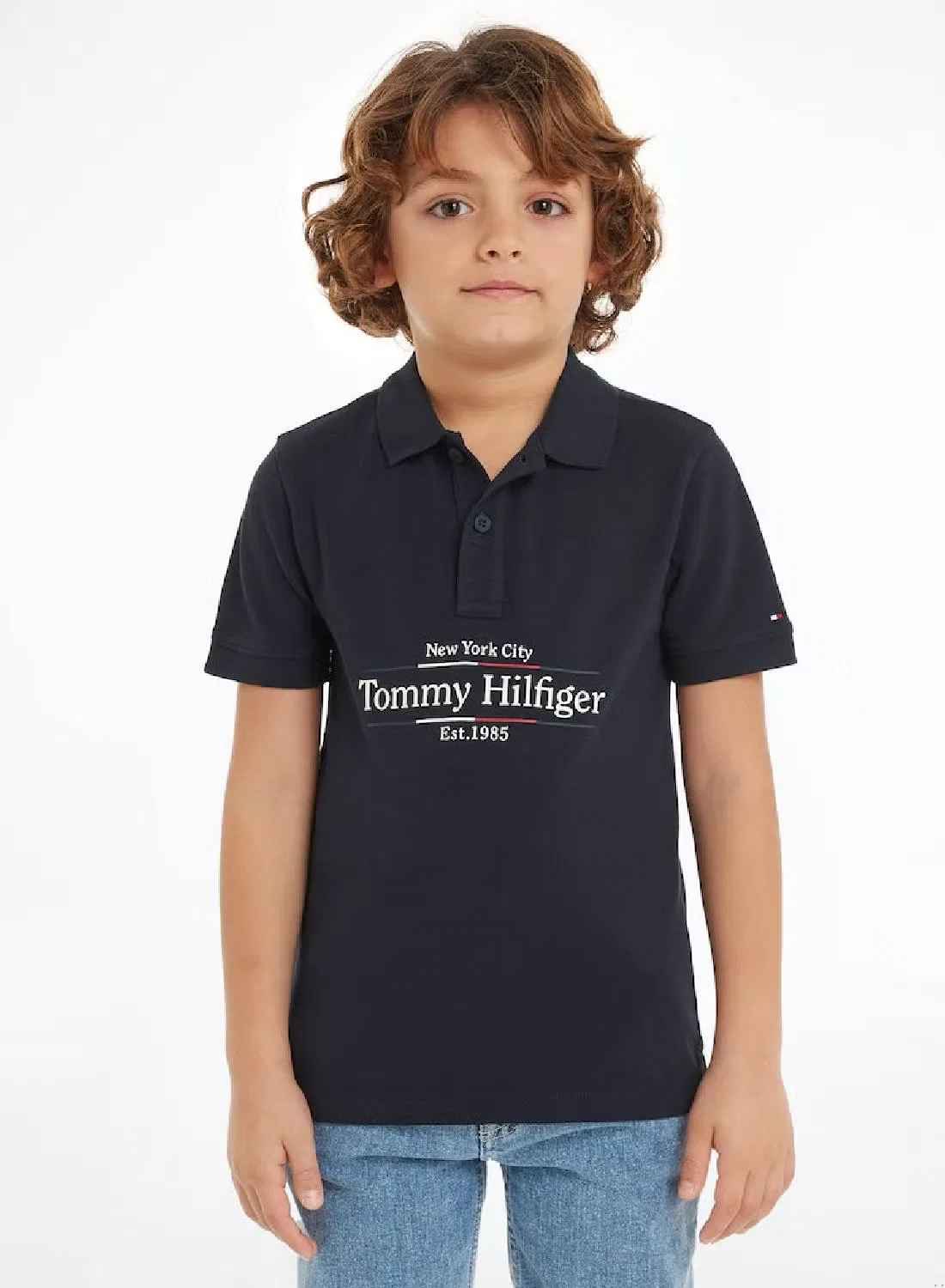 Поло хлопковое Icon regular Tommy Hilfiger, голубой