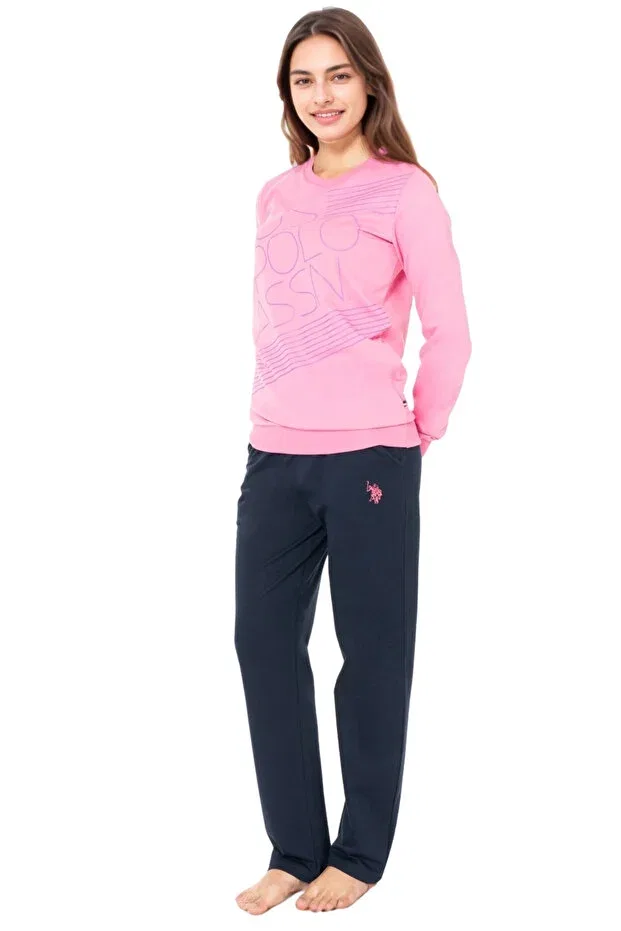 Женский пижамный комплект с длинным рукавом Basics U.S. Polo Assn., Fuchsia — фото 2