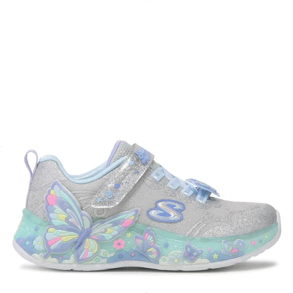 Детские кроссовки с подсветкой Skechers, Silver/Blue Multi — фото 2