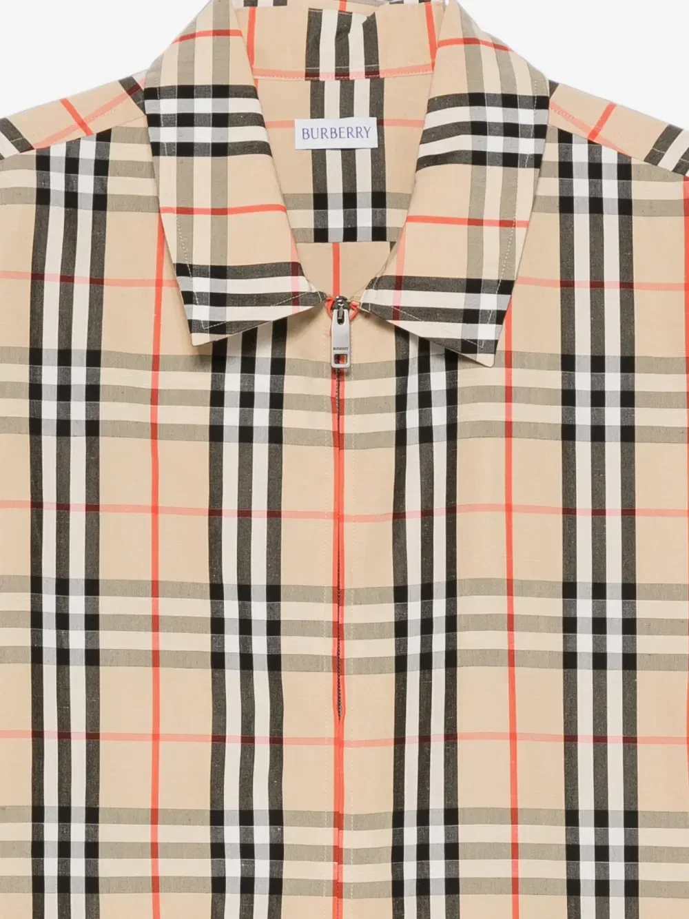 Рубашка-куртка на молнии с клетчатым узором Burberry, бежевый — фото 3