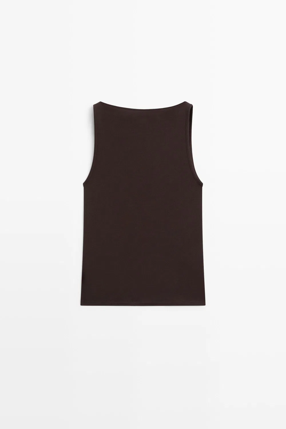 Майка Massimo Dutti 100% Cotton Straight Neckline, коричневый — фото 2