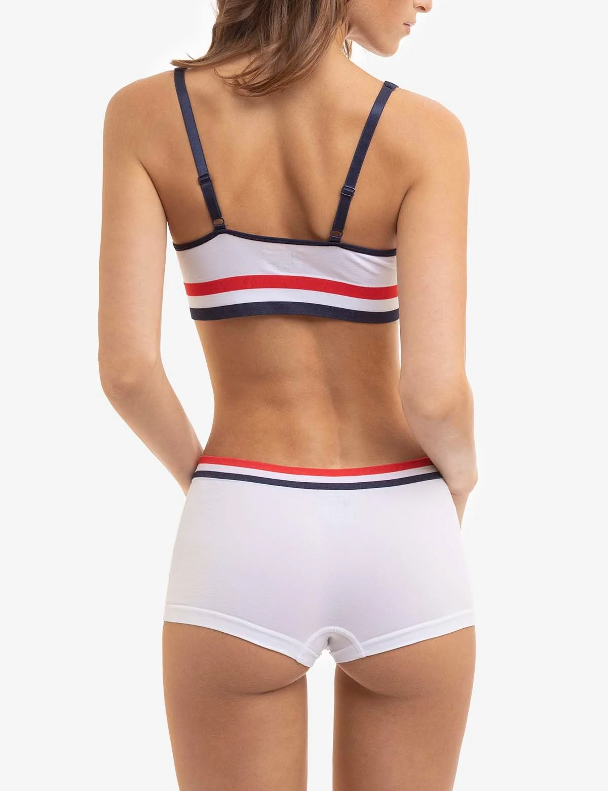 Женский комплект бюстье U.S. Polo Assn. Signature Stripe Bralettes With Removable Pads, белый — фото 2