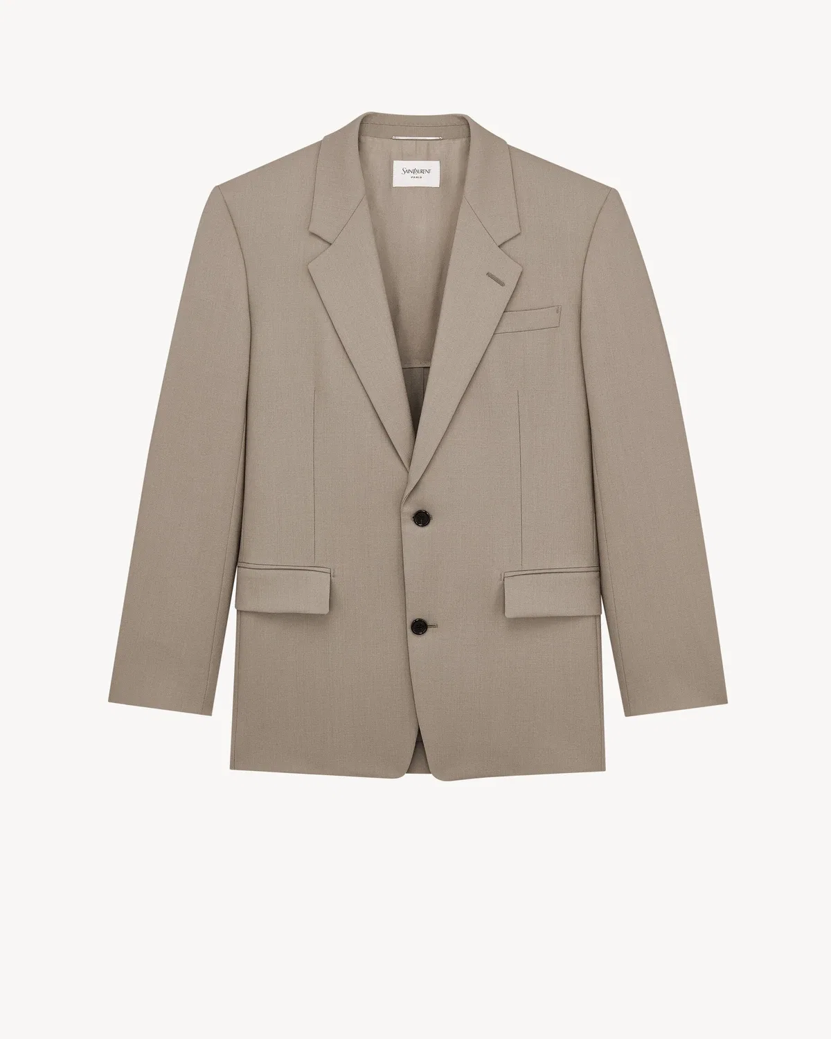 Однобортный пиджак из шерсти и мохера. SAINT LAURENT, зеленый
