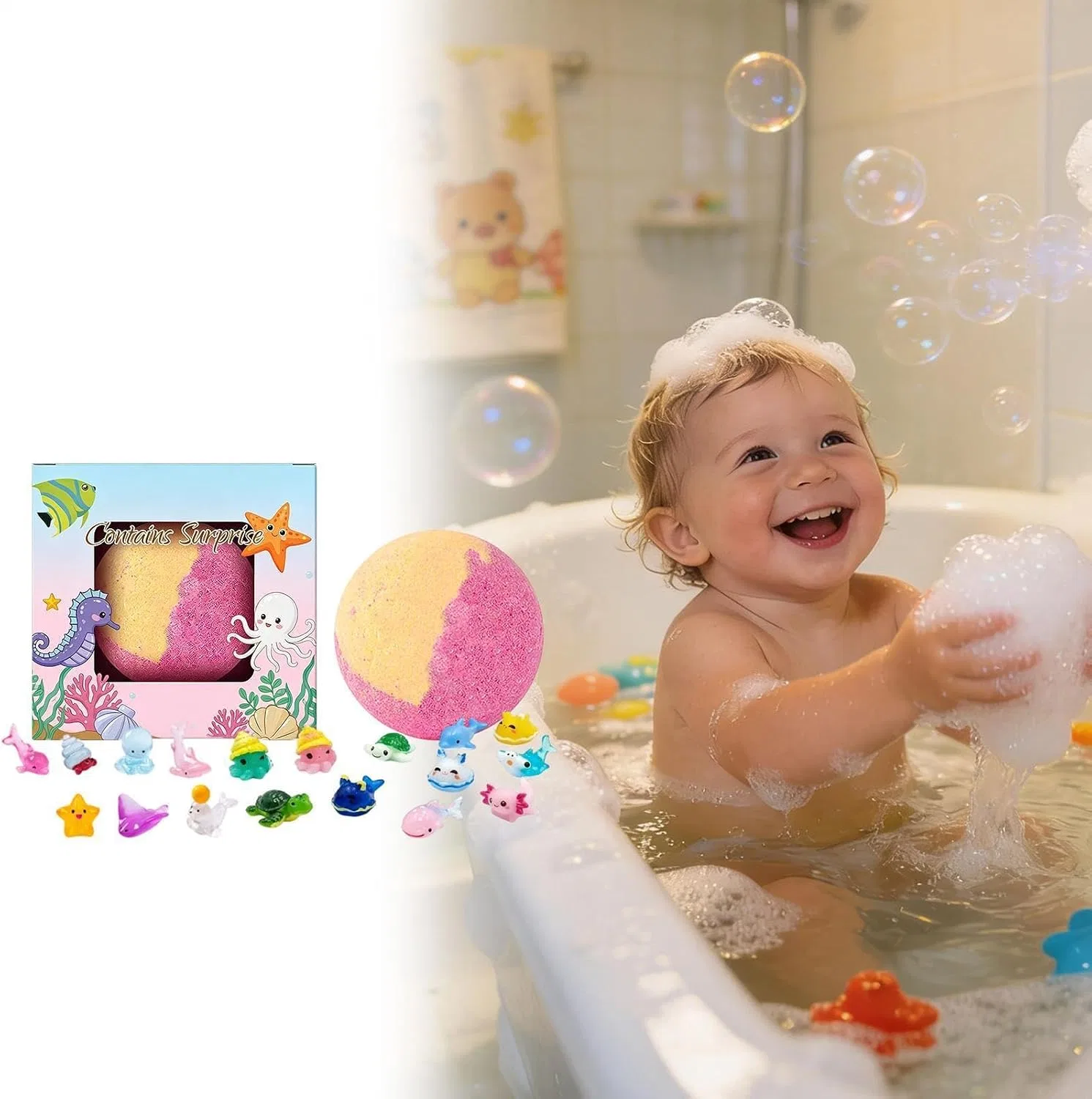 Бомбочка для ванны с игрушкой внутри, Quniwokid, 50 г — фото 3