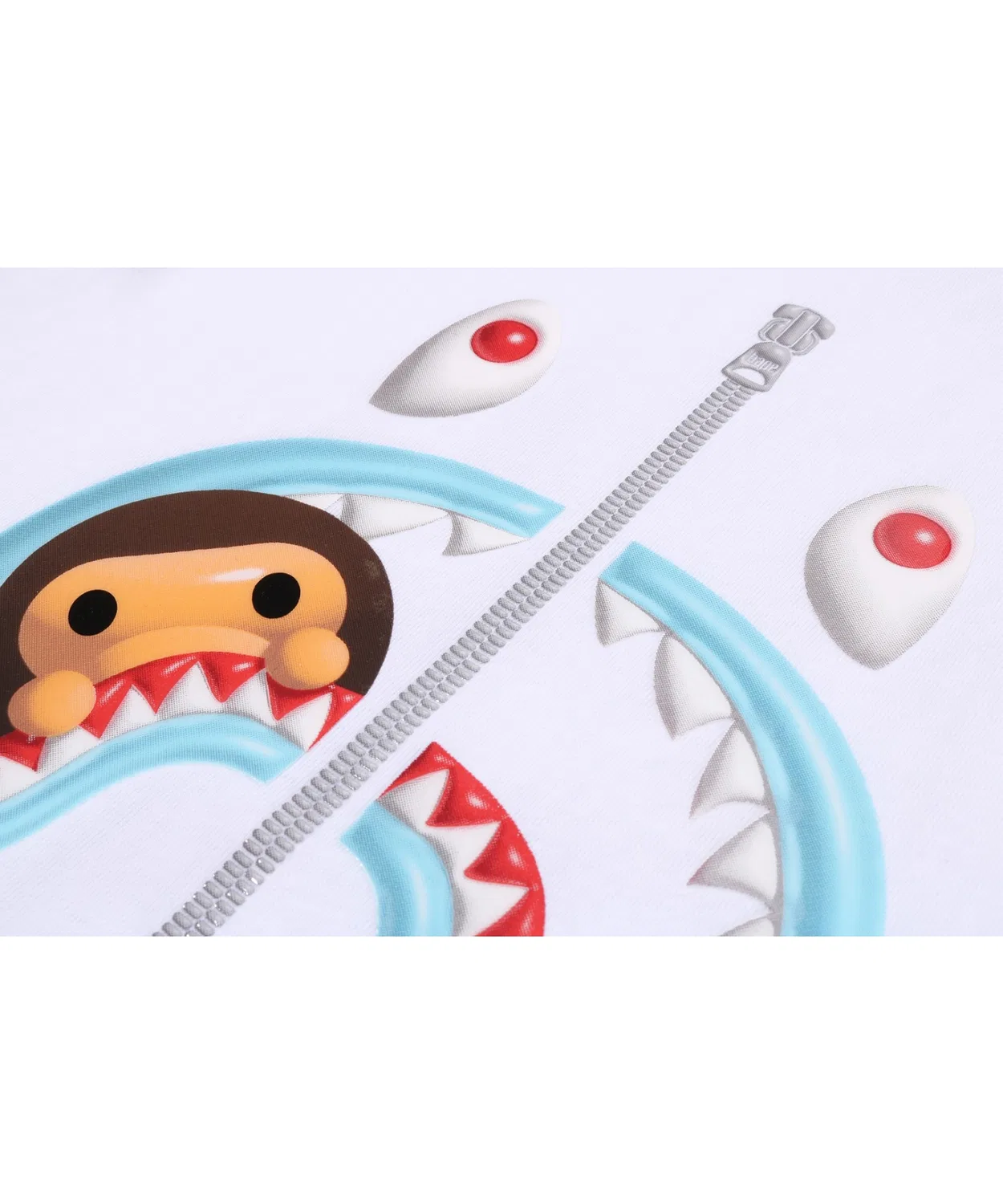 Детская футболка с коротким рукавом, с принтом, 3D MILO SHARK TEE A BATHING APE, White — фото 2