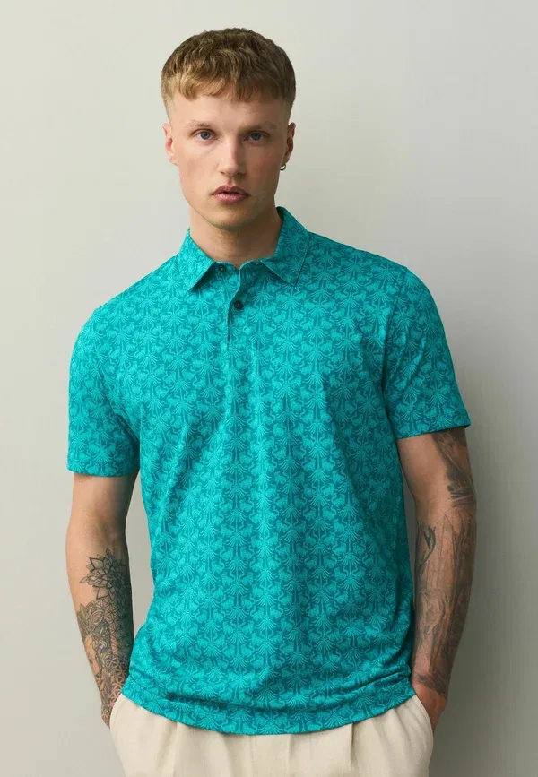 Футболка поло 3 шт, хлопок, Polos three pack, Next, teal stone ochre palm tree, бирюзовый