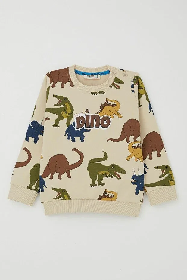 Детский спортивный комплект для мальчиков с принтом Roaring Dinosaurs Pattern Breeze, Nude Color — фото 3