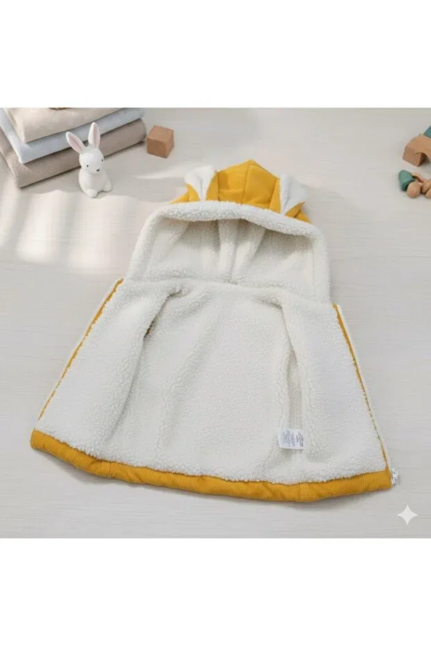 Детская безрукавка с капюшоном Baby vest with rabbit ears Baby Pattini, Sarı — фото 3