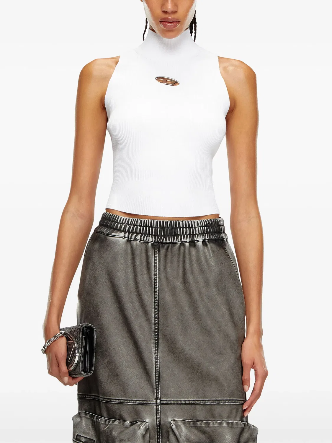 Топ M-Onervax с высоким воротником Diesel, белый — фото 4