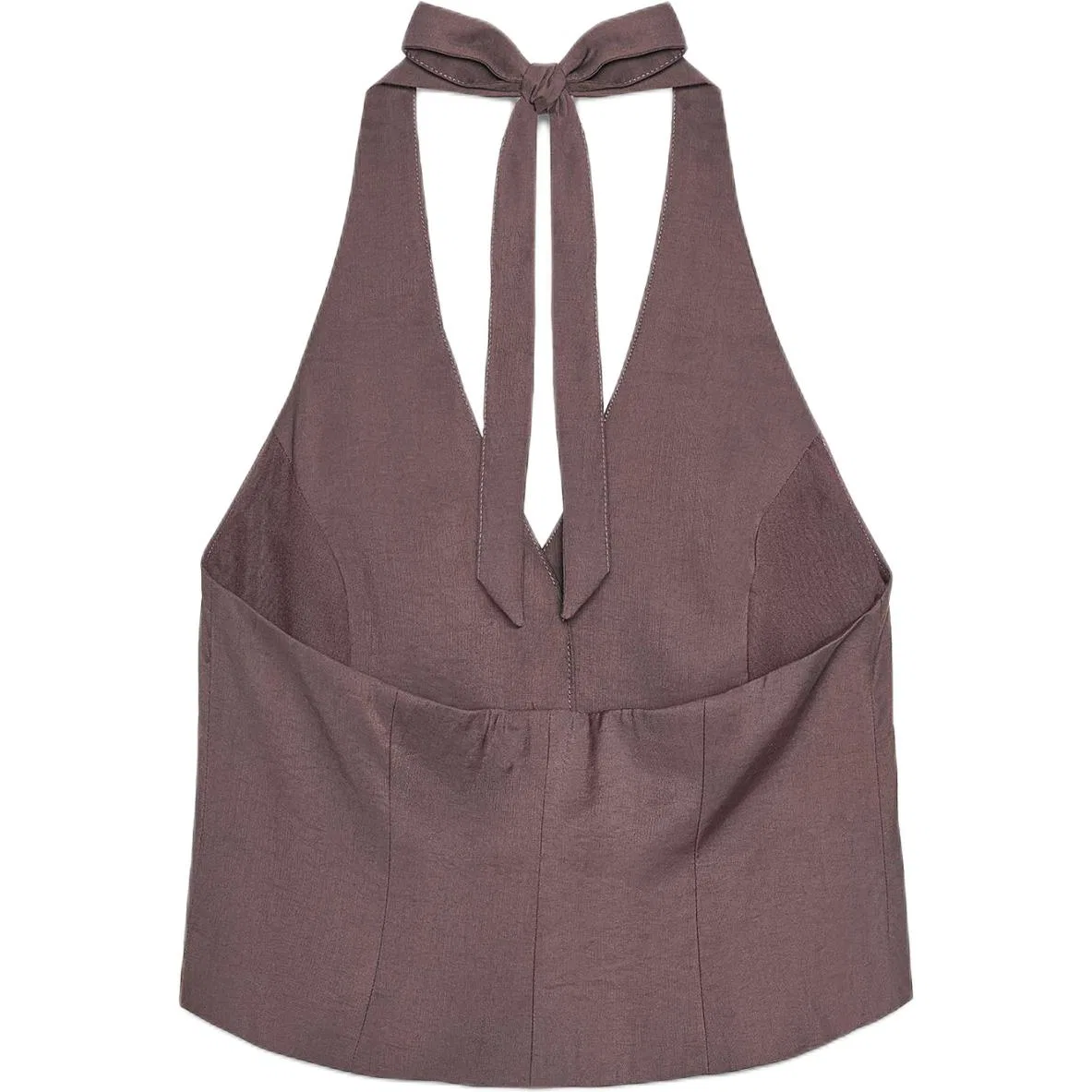 Женский топ-майка с завязками на шее, Eggplant Purple, ZARA — фото 3