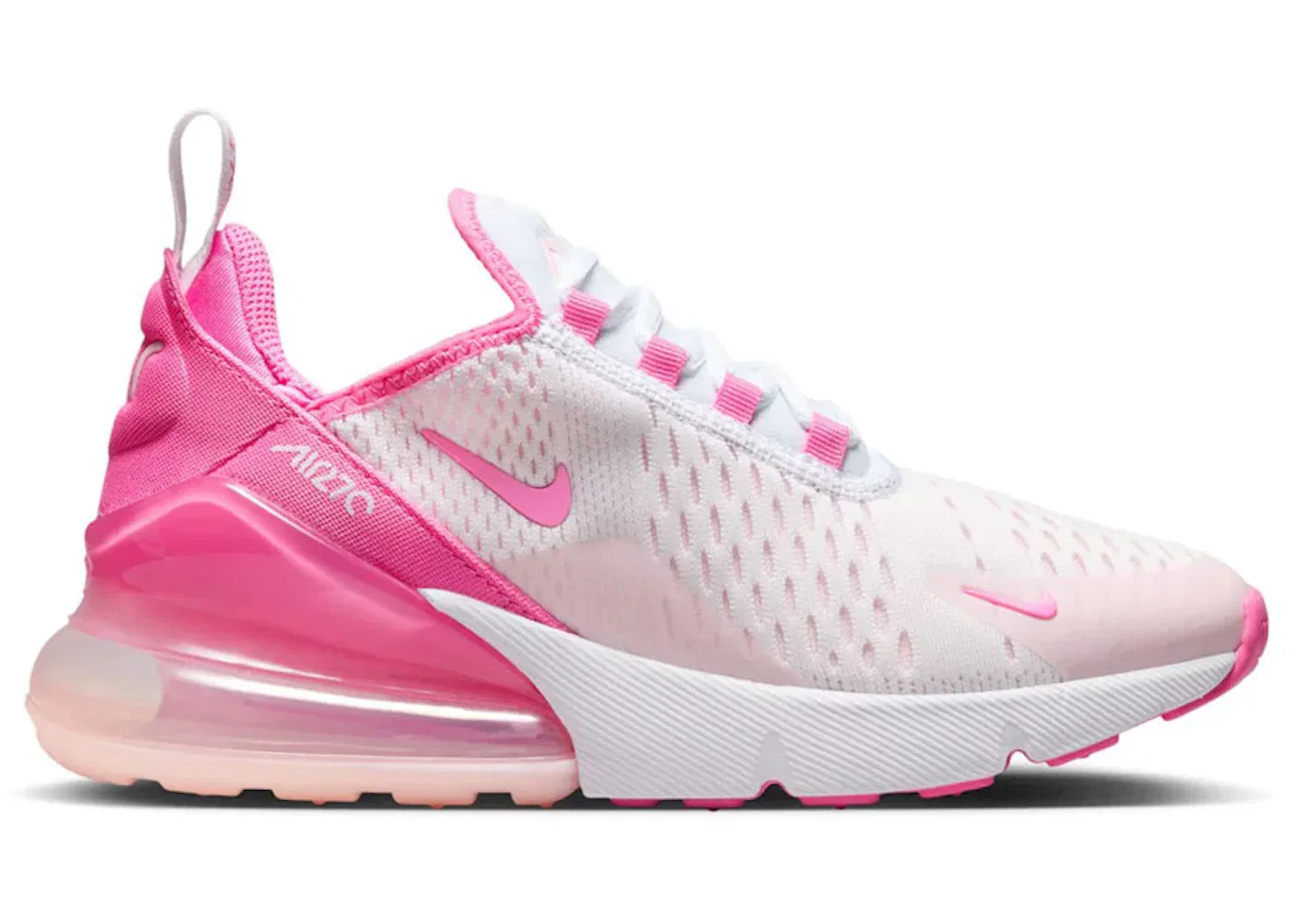 Детские кроссовки для девочек с амортизацией Nike Air Max 270 Nike, White/Pink Foam/Playful Pink